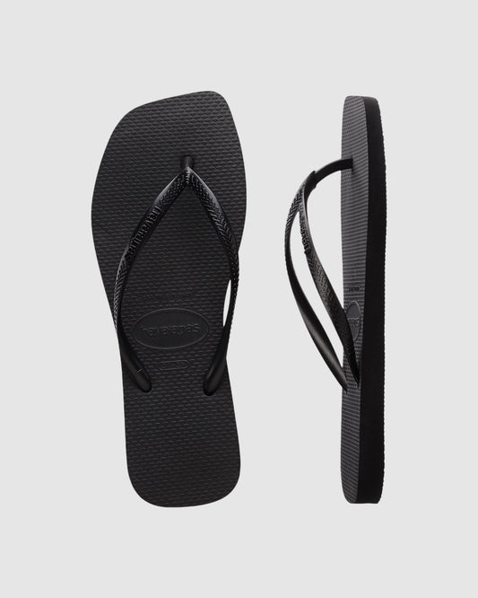 Slim Square Flip Flops BLACK