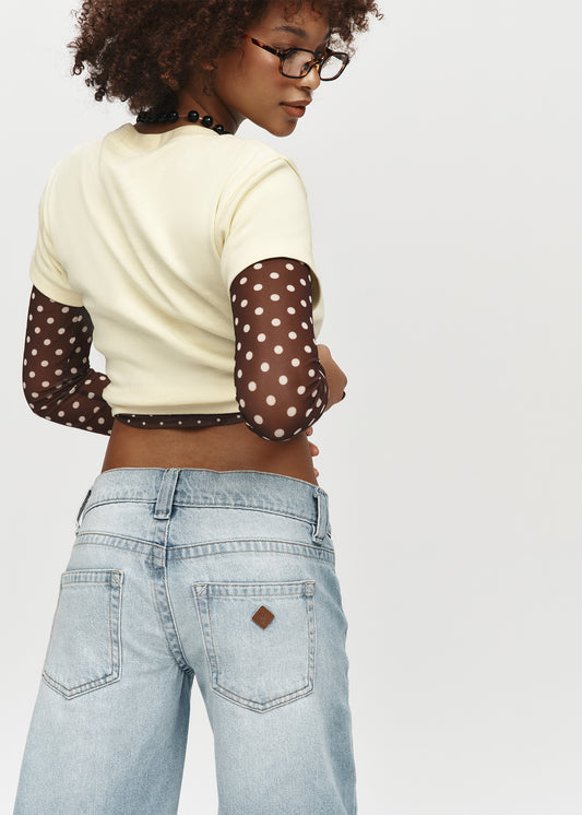 00 Super Low Wide Denim Jeans KAIA WORN
