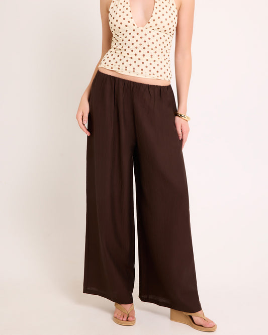 Skye Wide Leg Pants CHOCOLATE