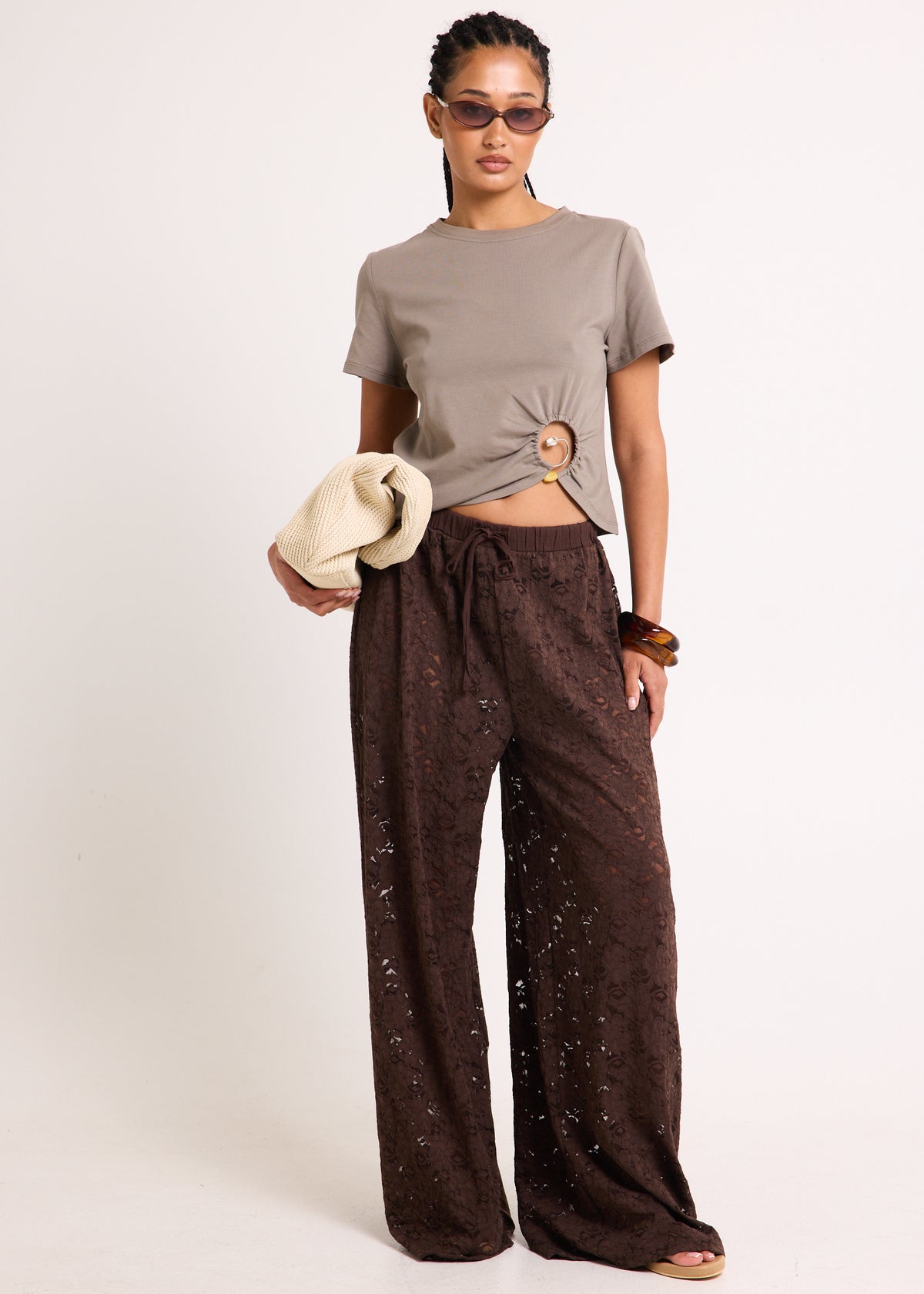 Salma Beaded T-Shirt TAUPE