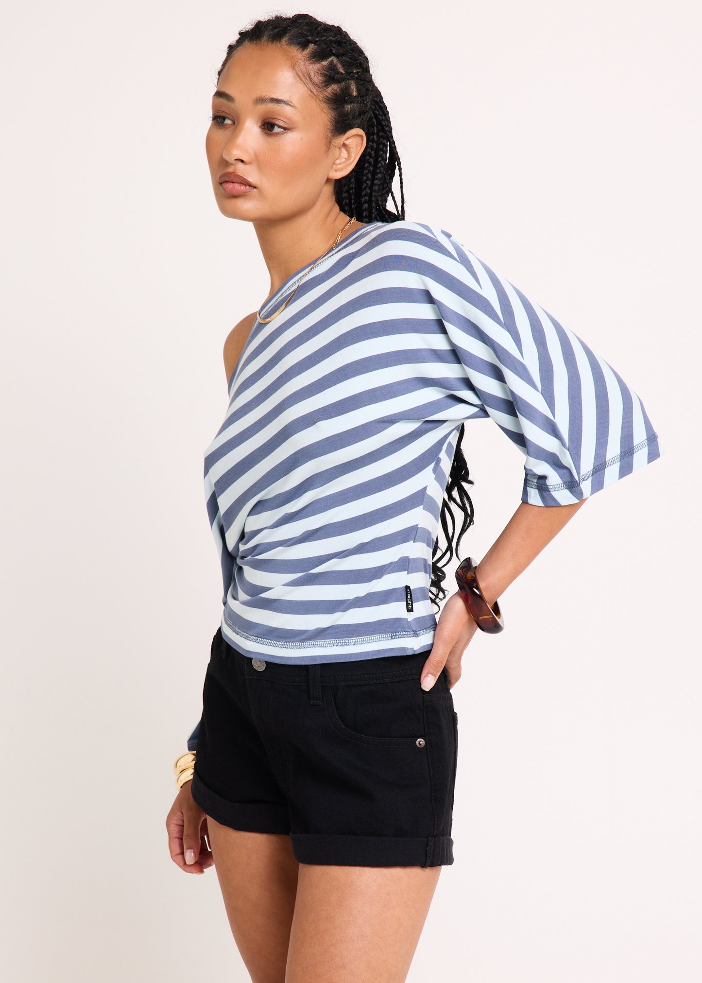 Lorde Stripe Assymetric Top