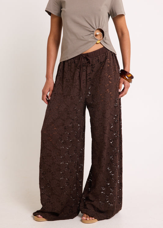 Jasmine Lace Relaxed Pants BROWN
