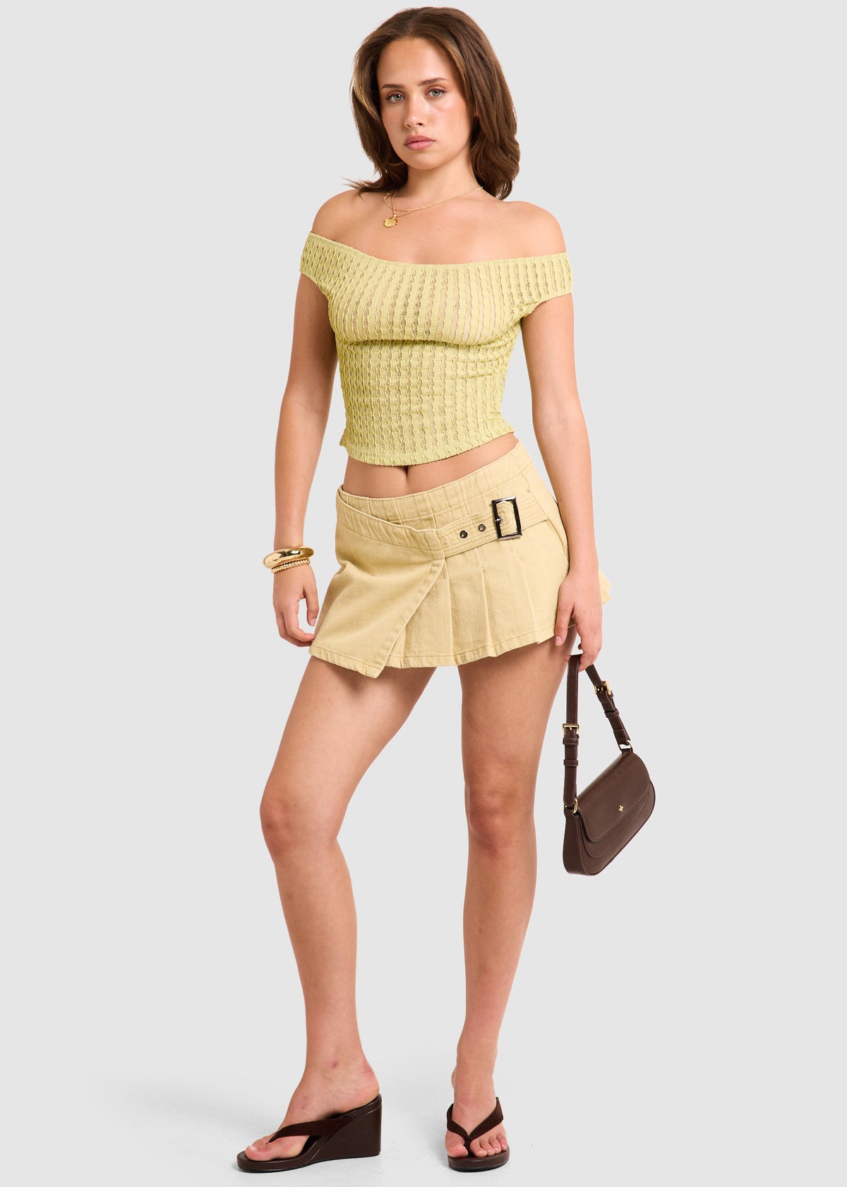 Molly Pleat Wrap Skirt SEPIA