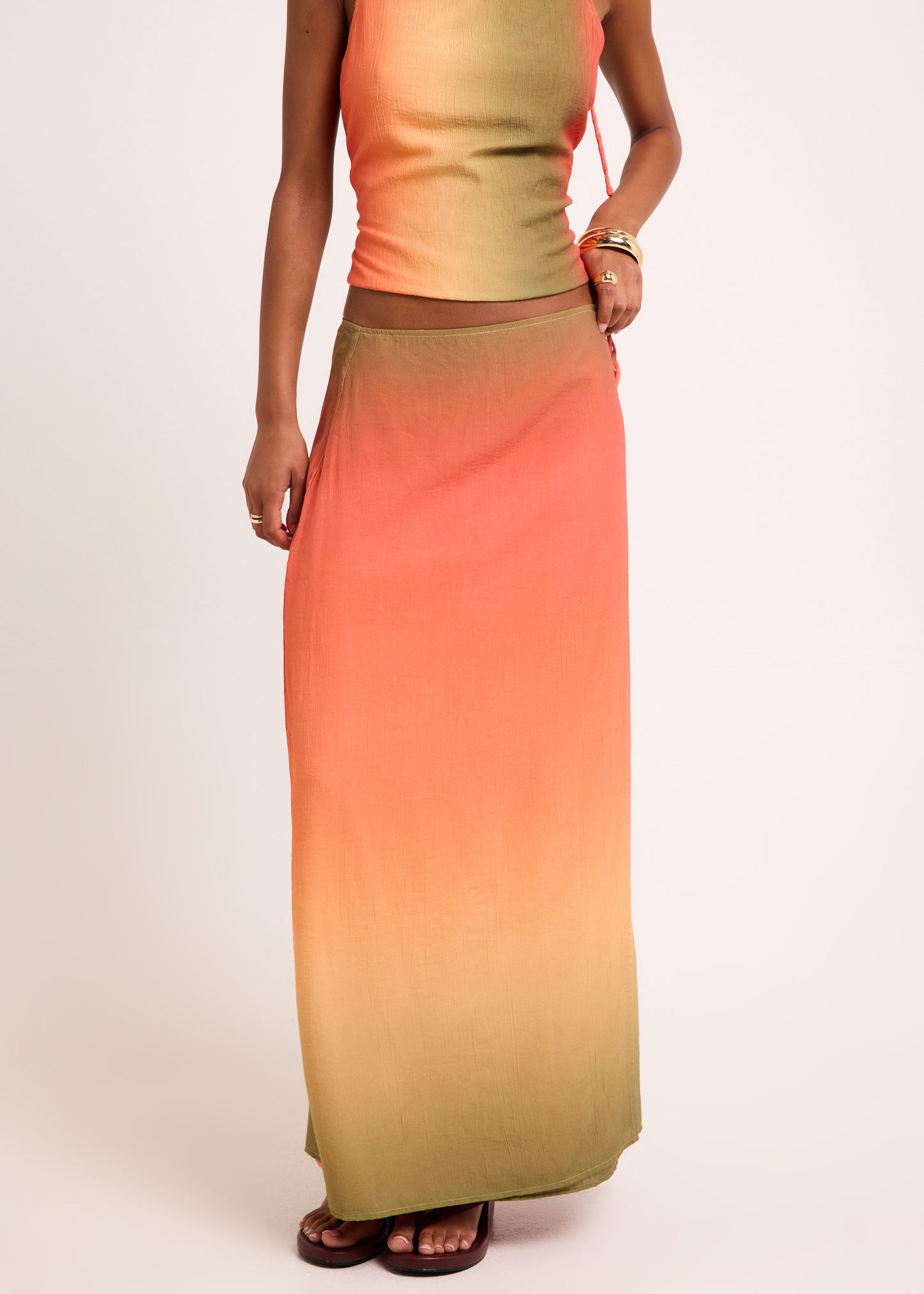 Earth Ombre Wrap Midi Skirt