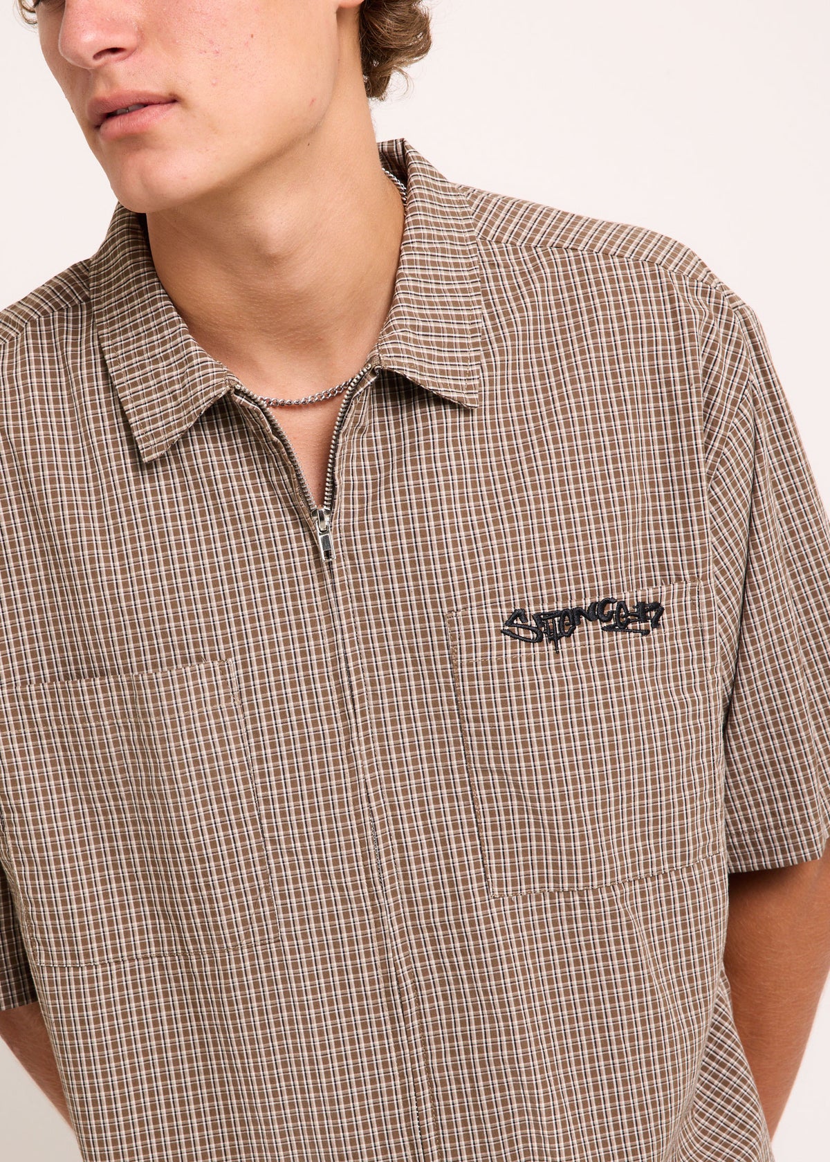 Wilson Short Sleeve Zip Shirt BROWN