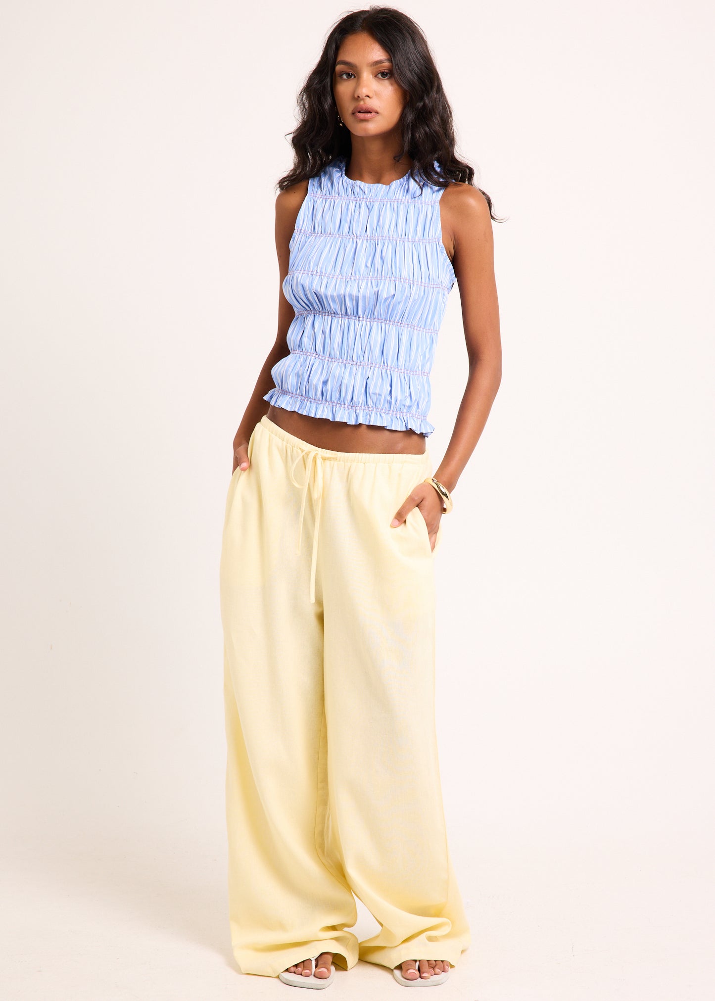 Brooke Contrast Shirred Top