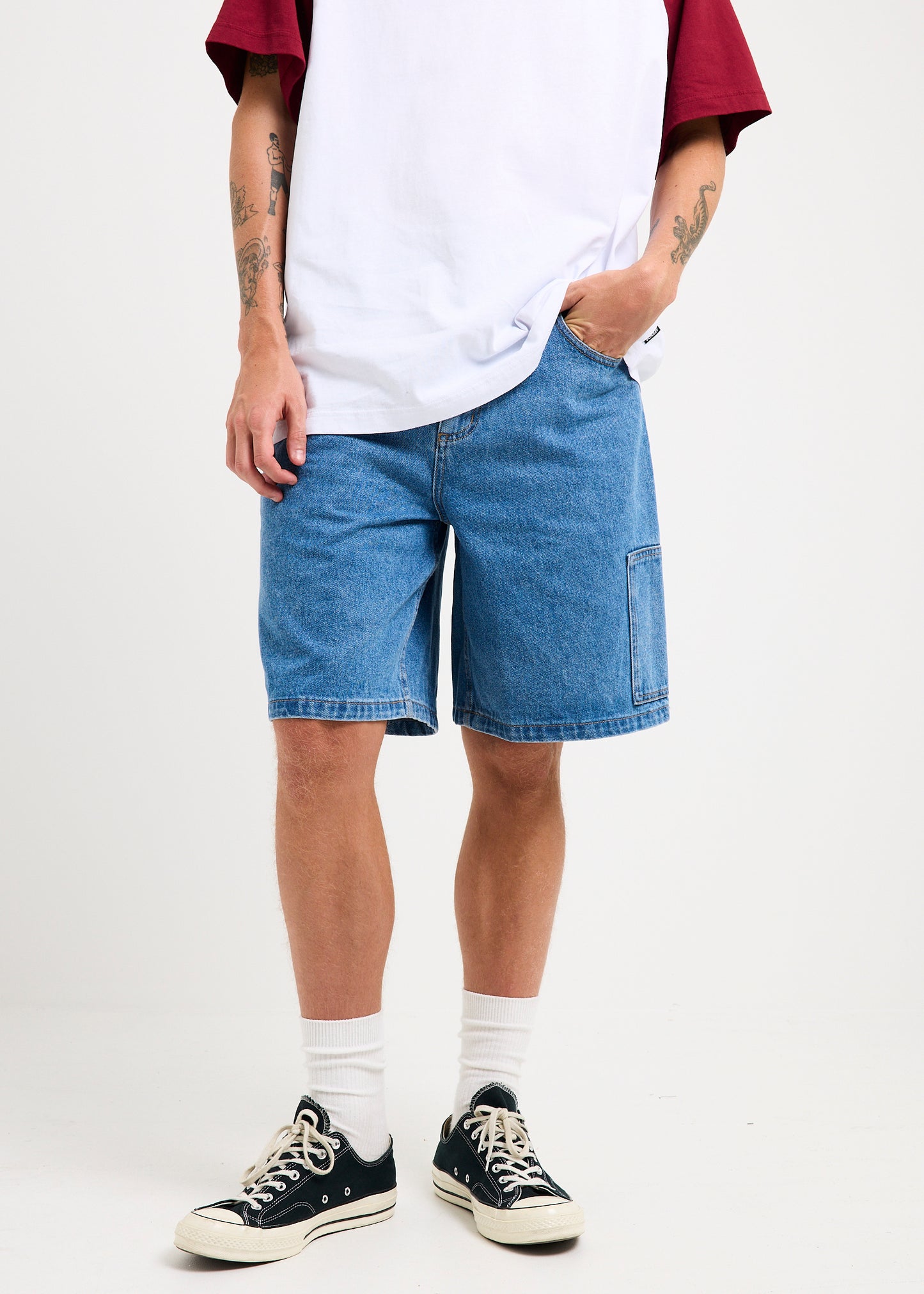 Scorched Harper Denim Baggy Fit Carpenter Shorts
