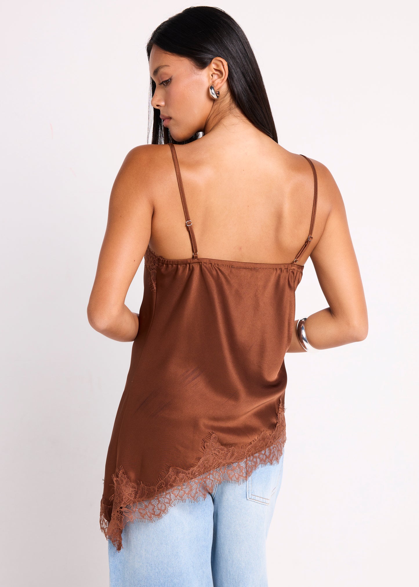 Hollie Asym Hem Lace Satin Cami