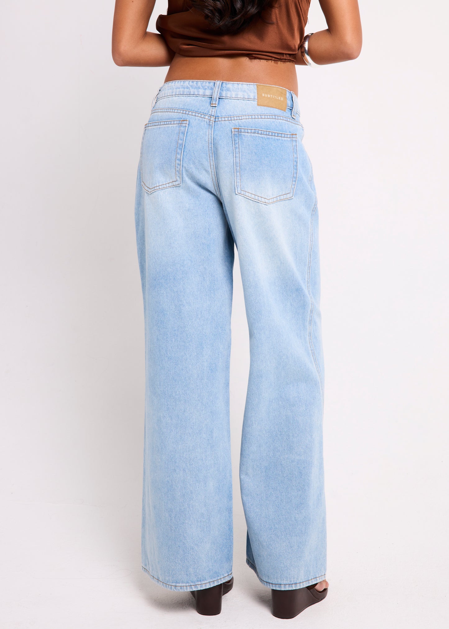 Fez Wide Leg Flare Denim Pants