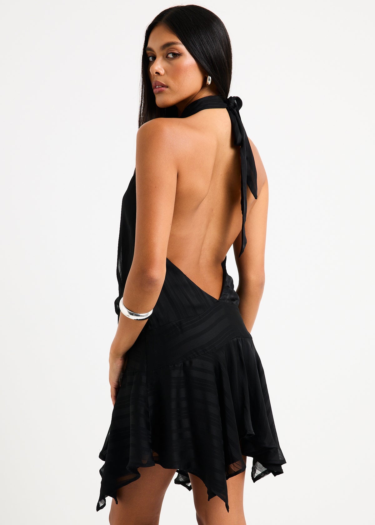 Naomi High Neck Mini Dress BLACK