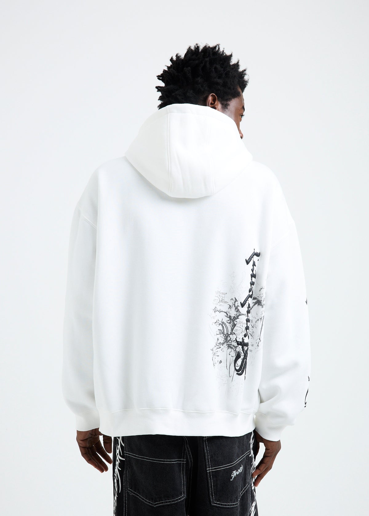 Crucifix Zip Hoodie WHITE