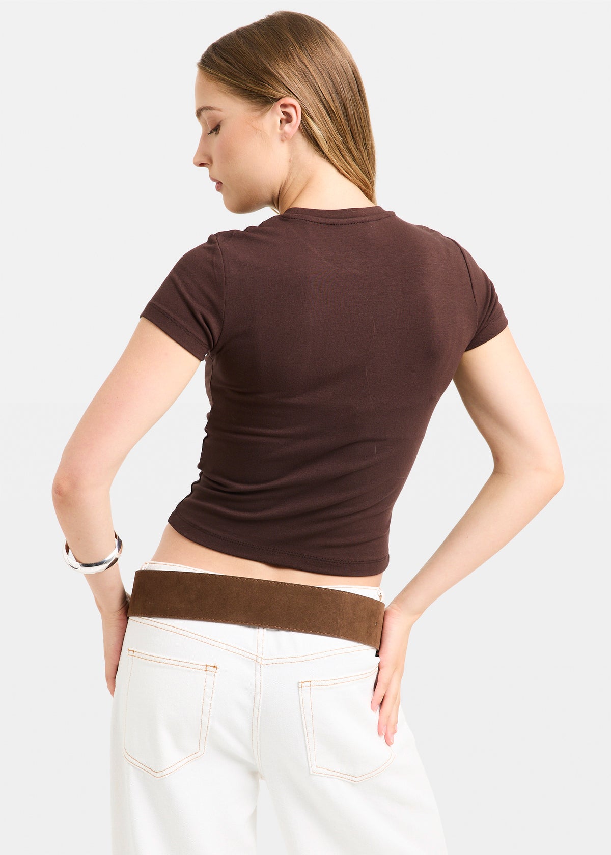 Slinky Fitted T-Shirt DEEP CHOC