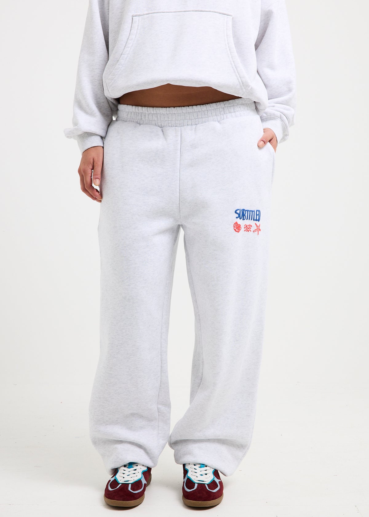 Social Club Cuffed Fleece Pants GREY MARLE