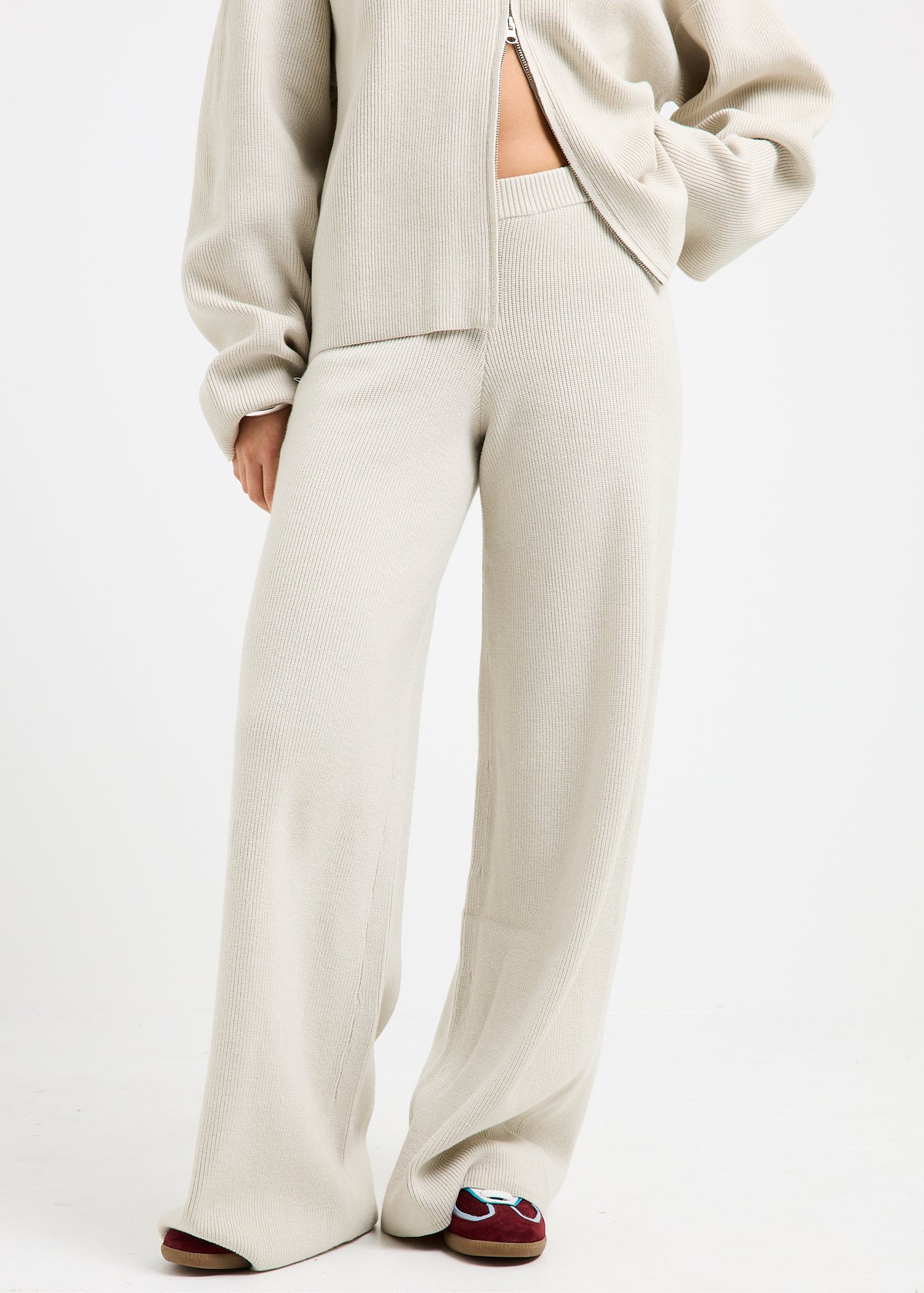 Agnes Rib Wide Leg Pants IVORY