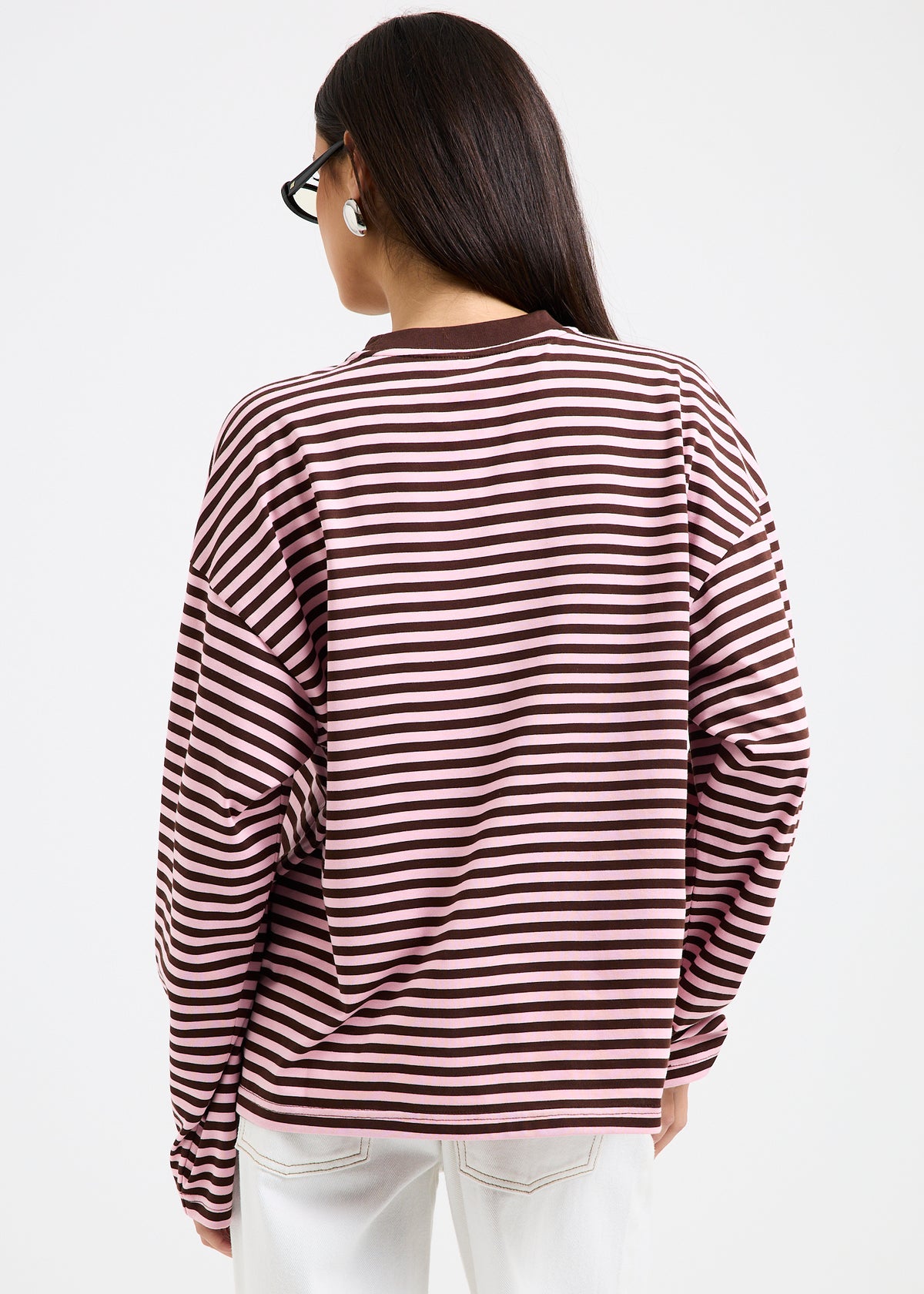 Hilo Striped Long Sleeve Top PINK BROWN