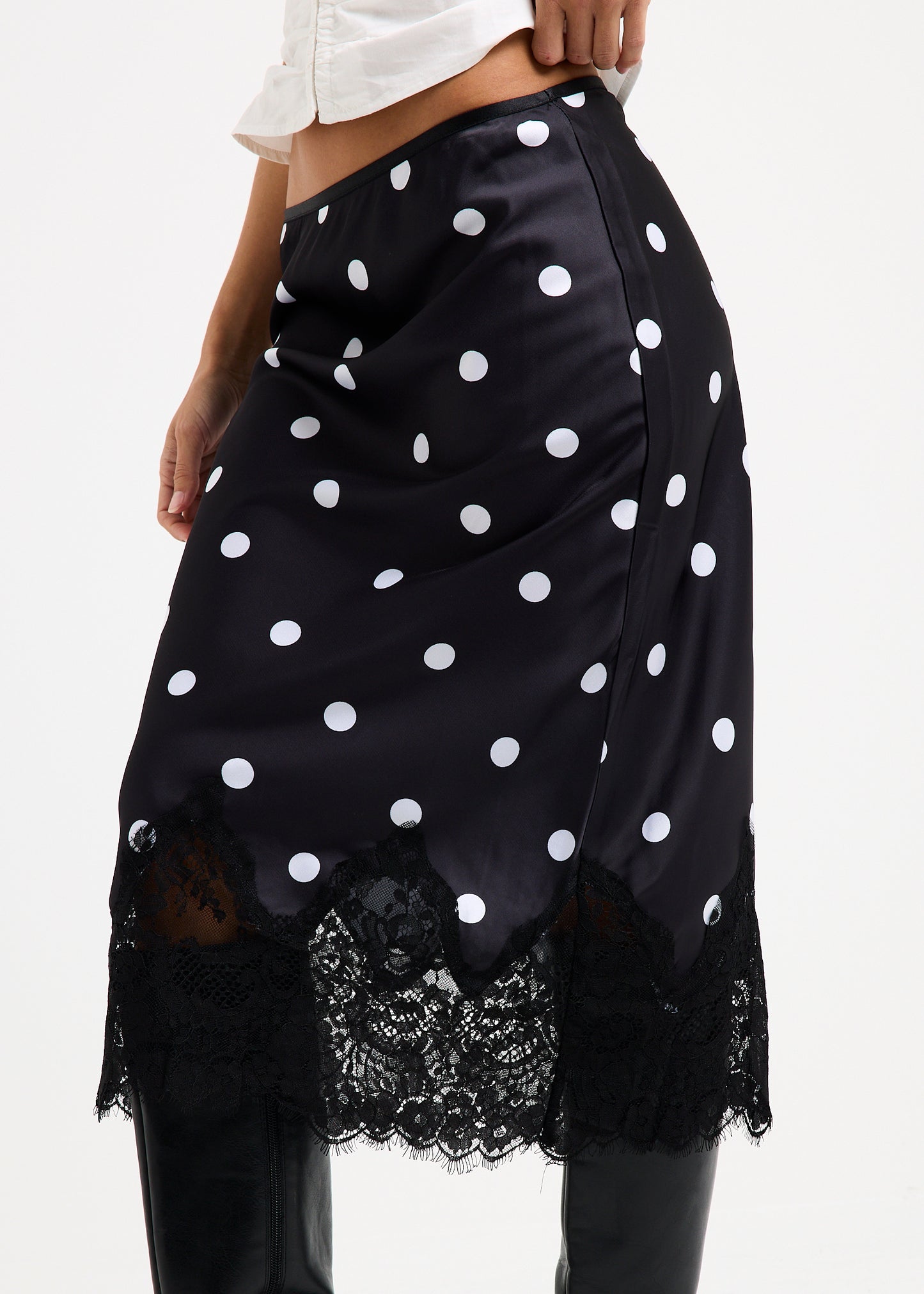 Diana Spot Lace Trim Skirt
