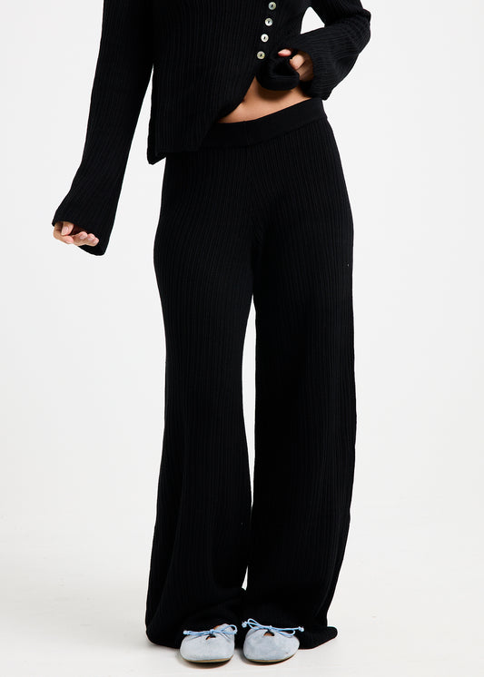 Ireland Wide Leg Knit Pants BLACK