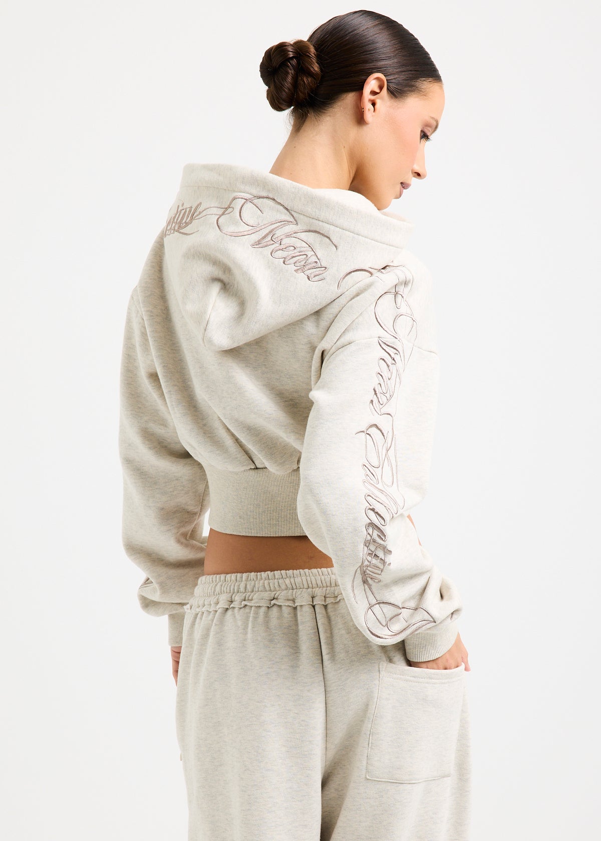 Jessie Scripted Hoodie ECRU