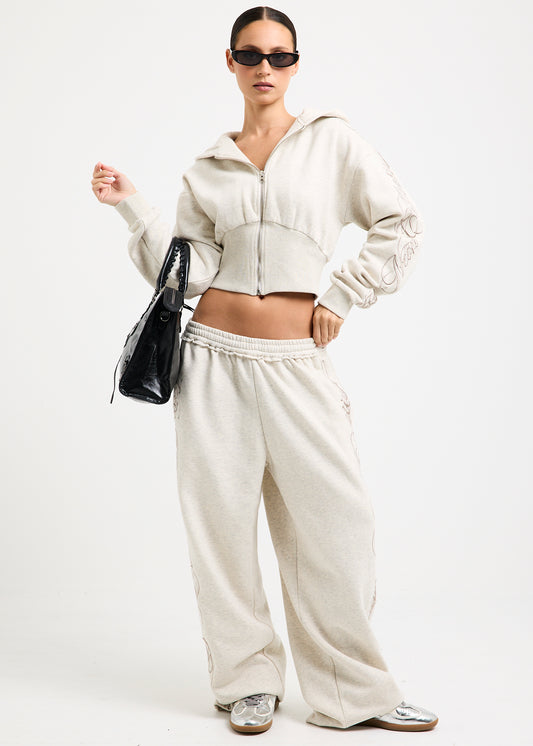 Jessie Scripted Sweatpants ECRU
