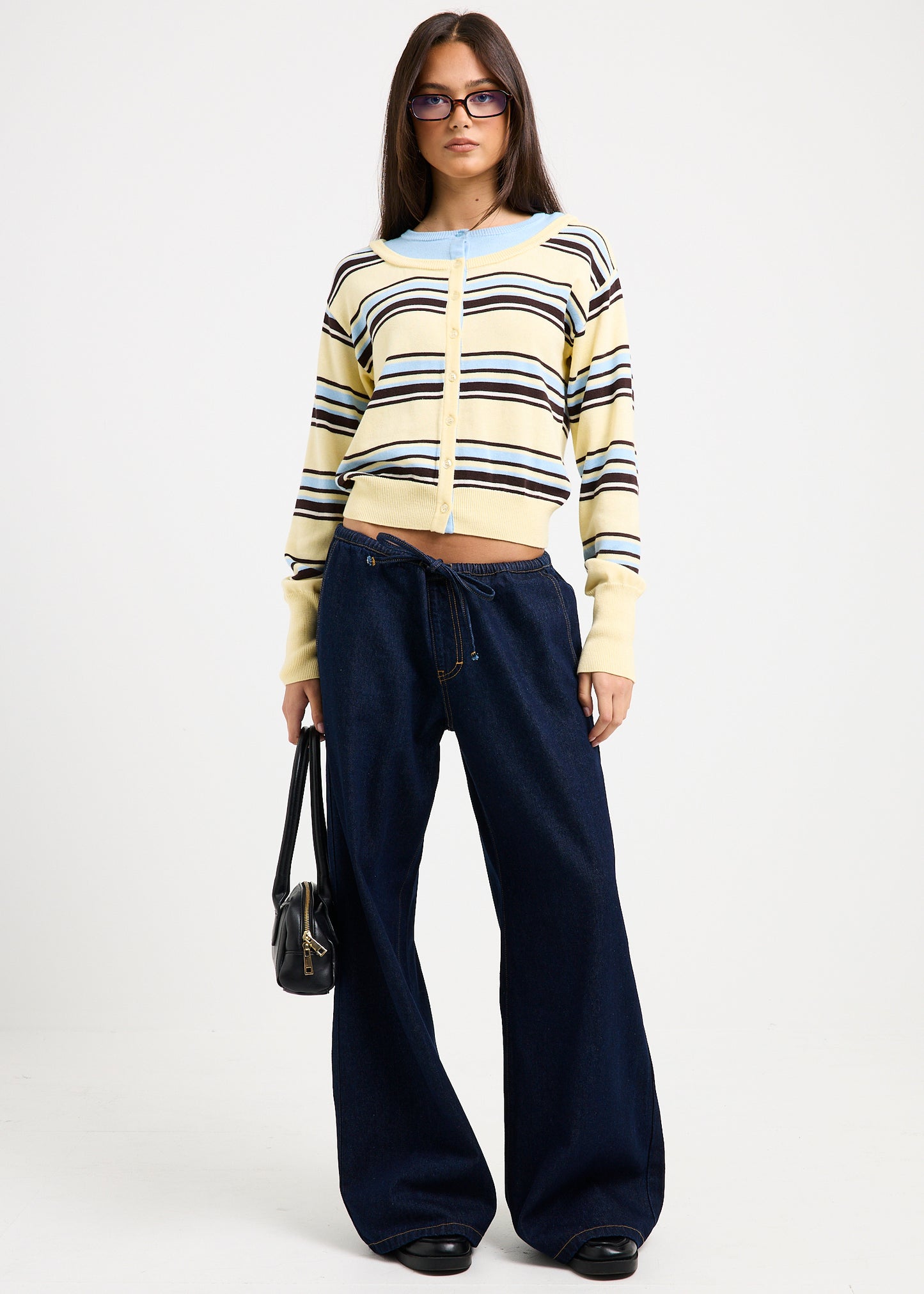 Carmen Draw Cord Wide Leg Denim Jeans