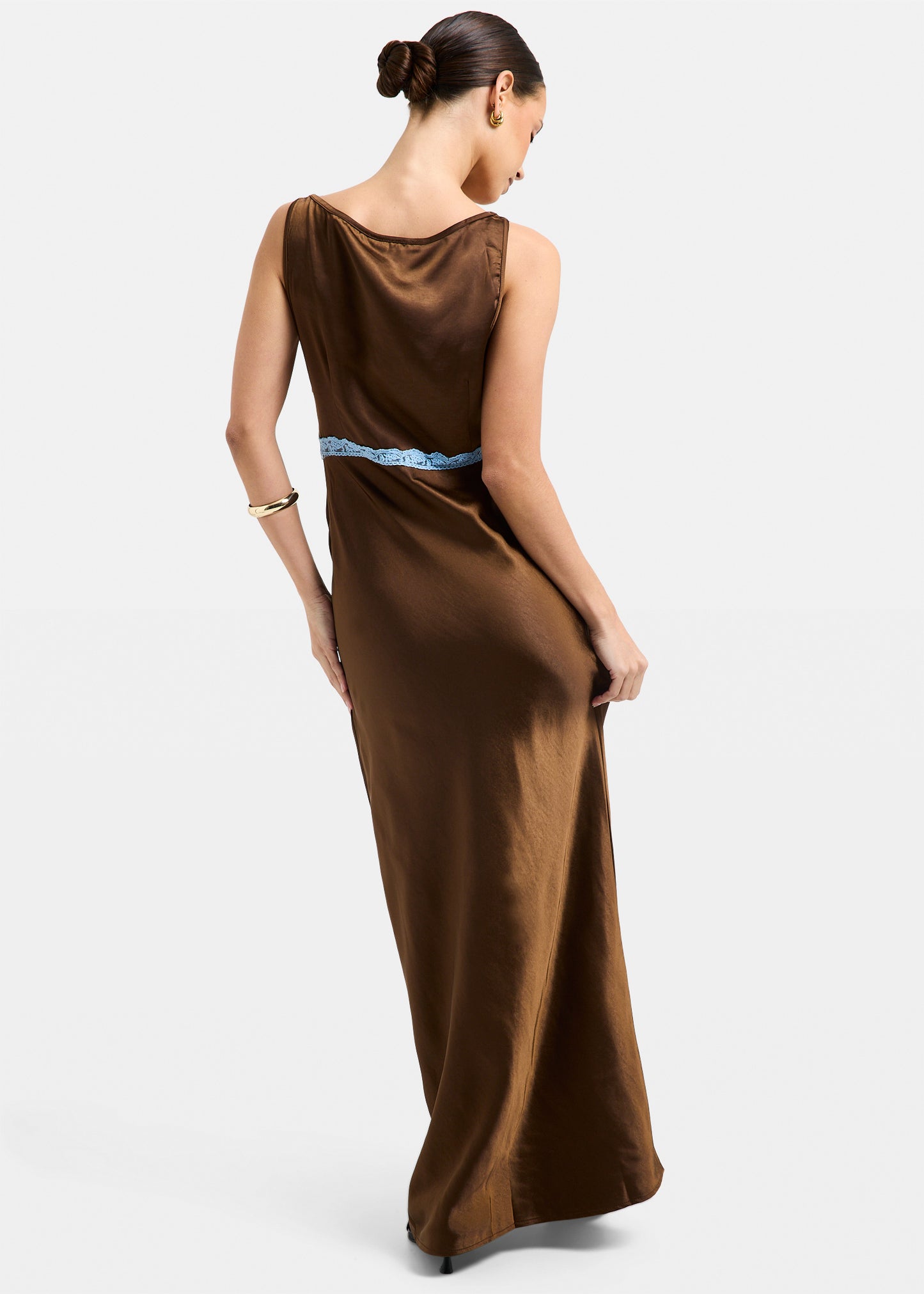 Catie Satin Lace Maxi Dress