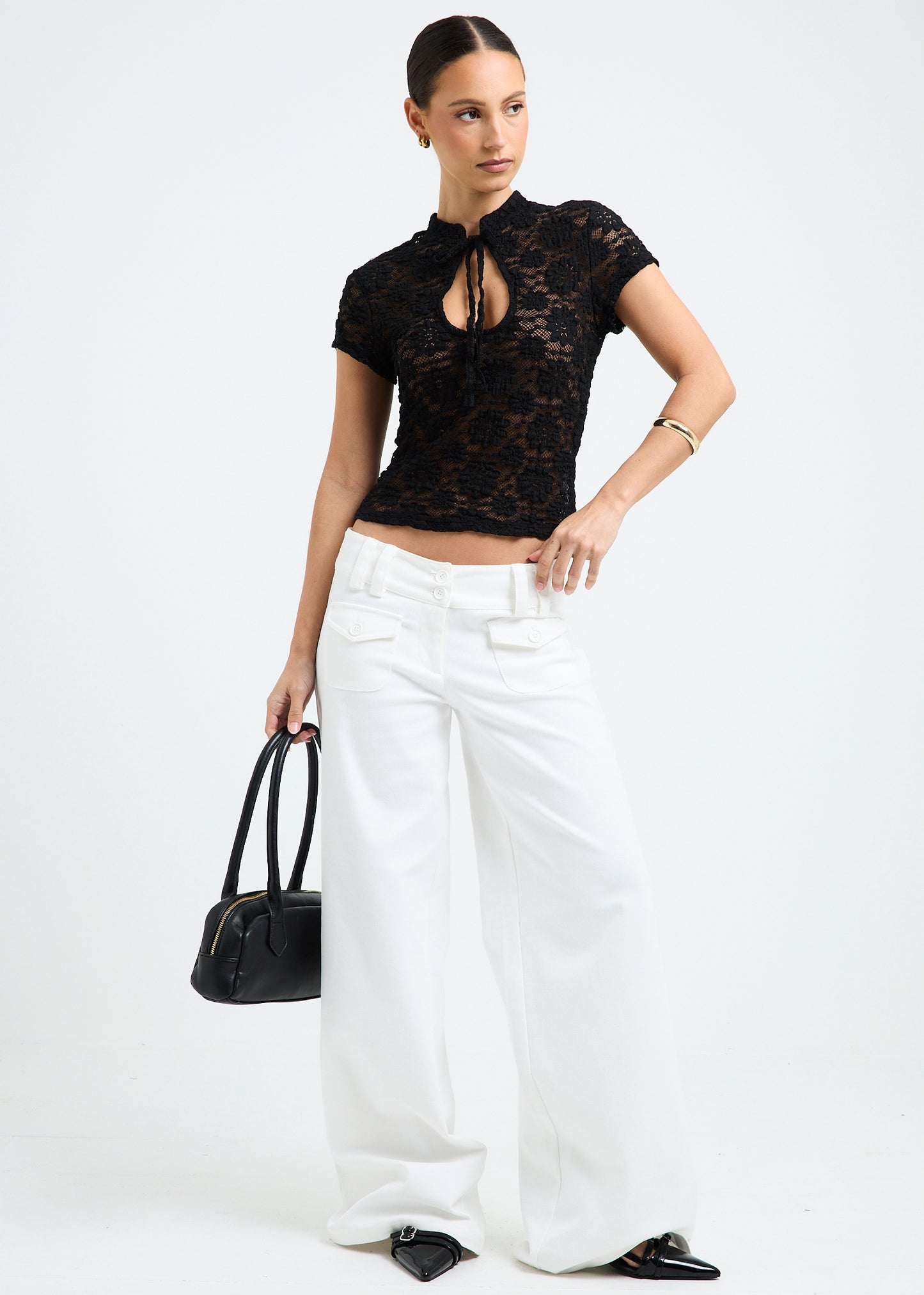 Janice Keyhole Ls Lace Top
