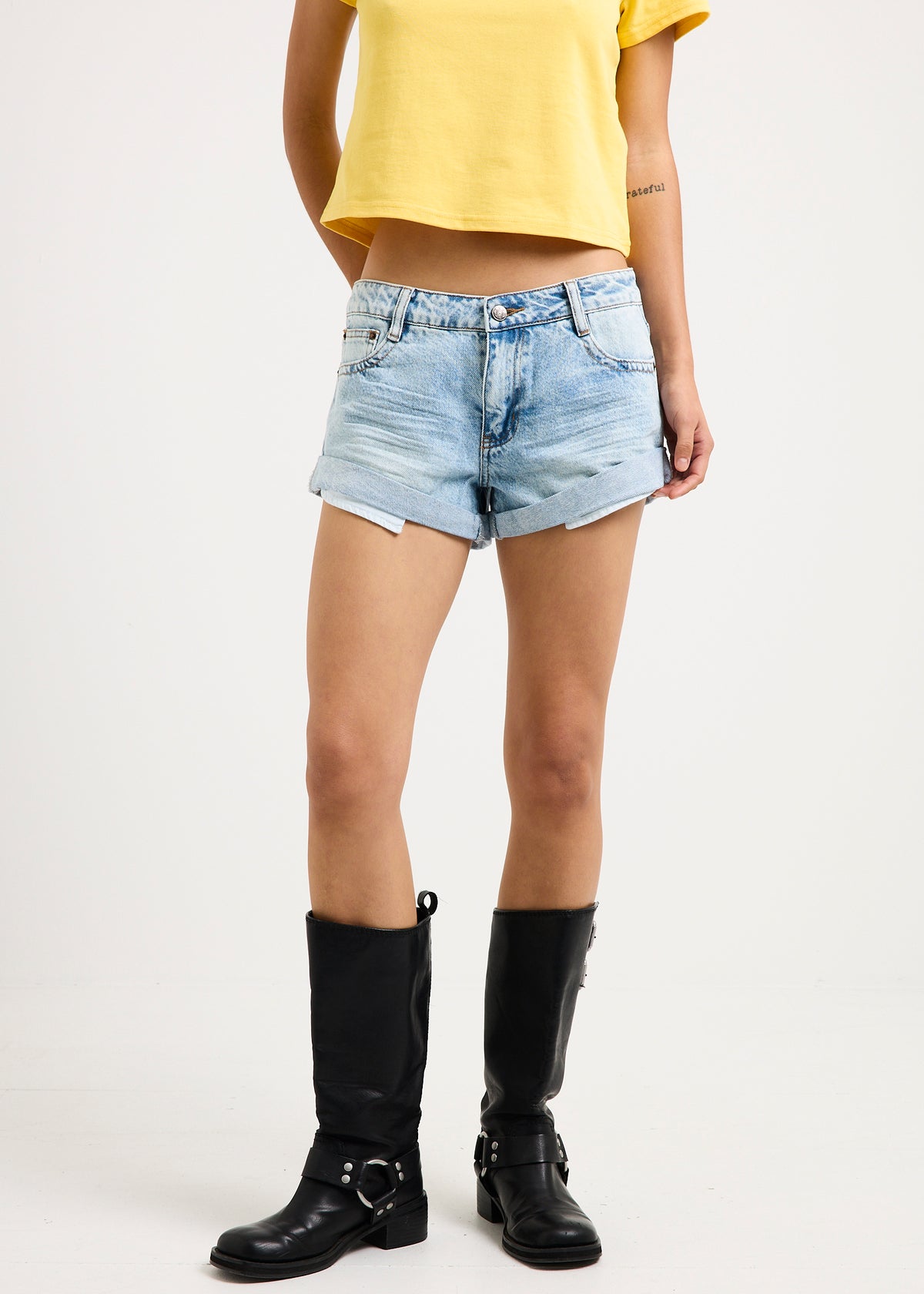 Melody Rolled Denim Shorts VINTAGE BLEACH