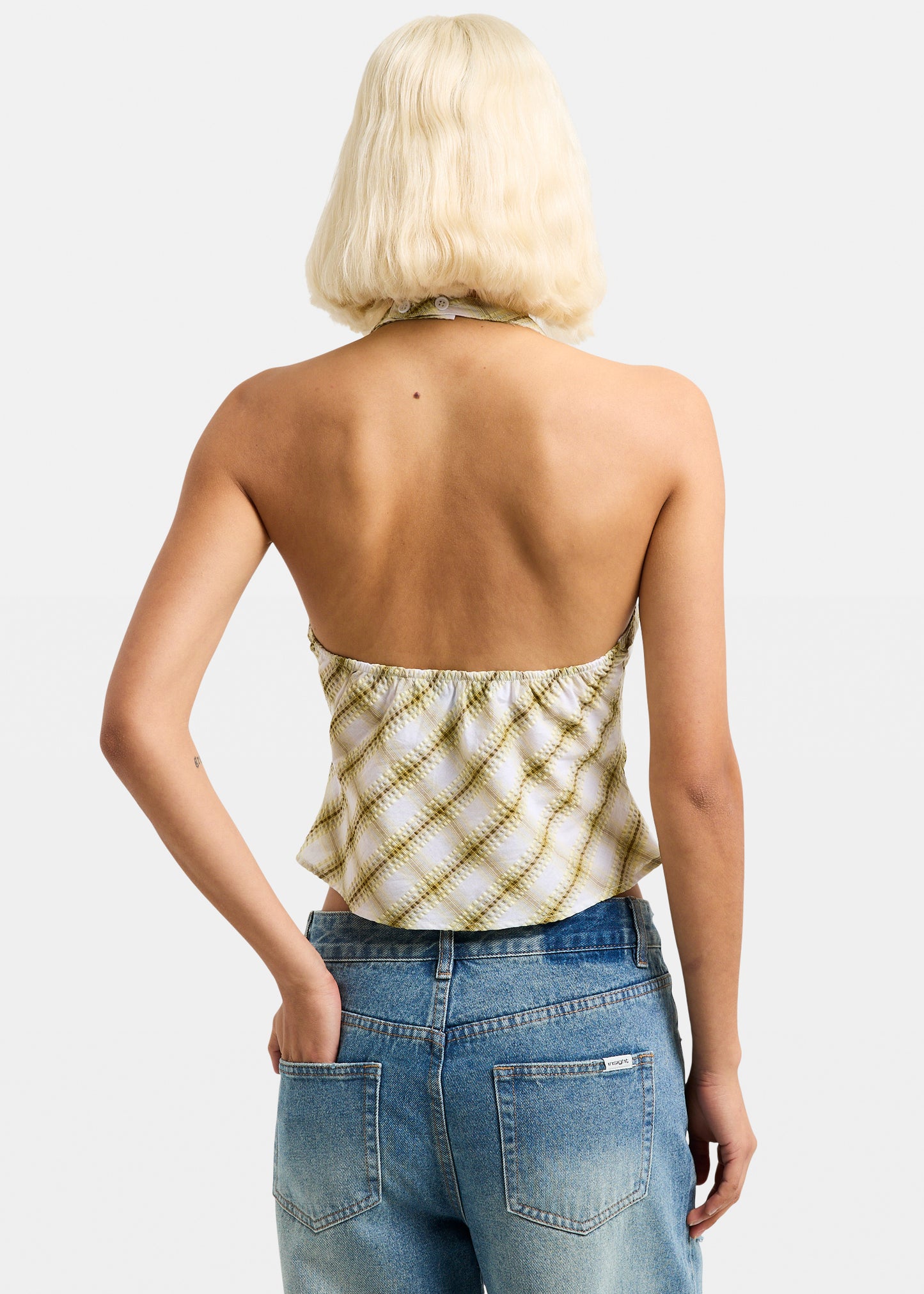 Abby Asymmetric Check Top