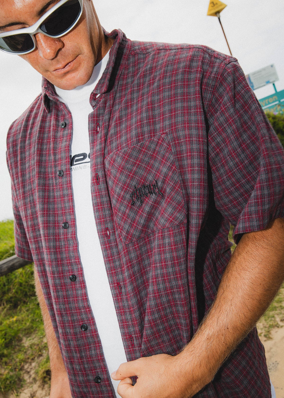 Archive Goth Plaid Short Sleeve Shirt BURGANDY CHECK