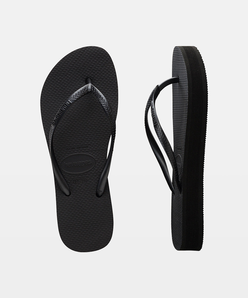 Slim Flatform Flip Flops BLACK