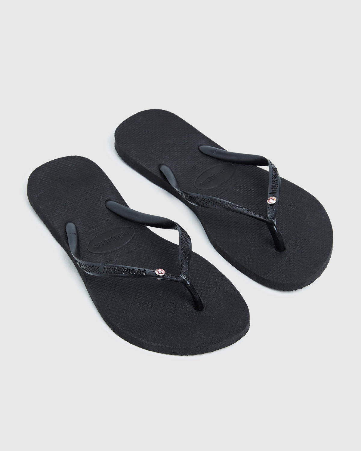 Slim Rose Crystal Thongs BLACK