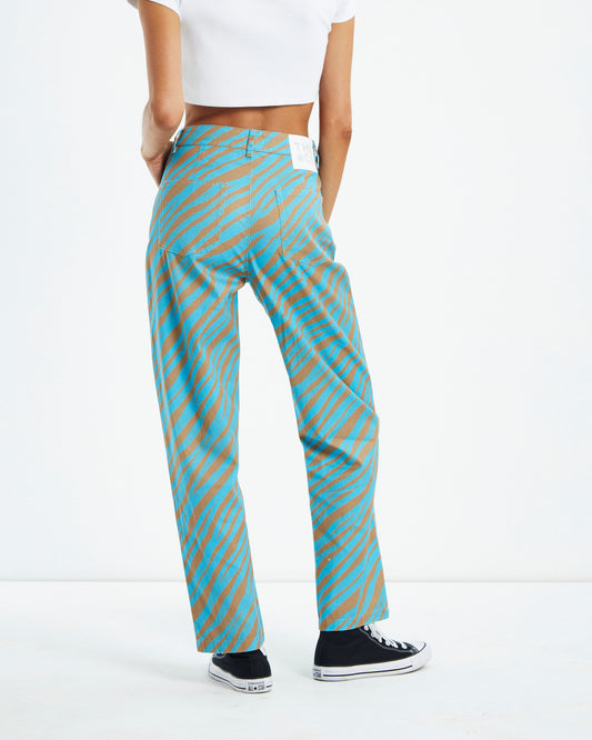 Adi Shelby Hemp Wide Leg Long Pants Blue Stripe BLUE
