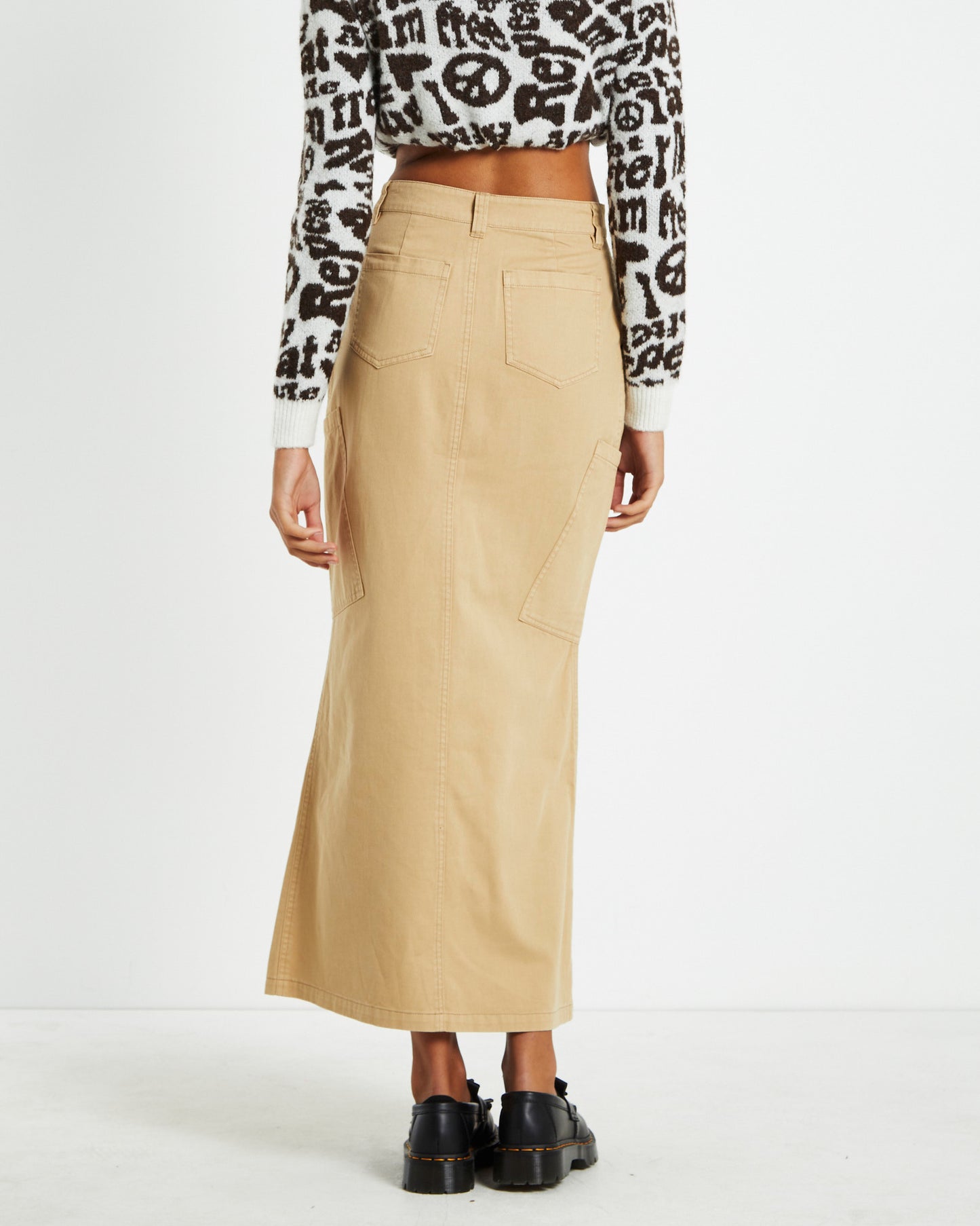 Maxi Canvas Cargo Denim Skirt