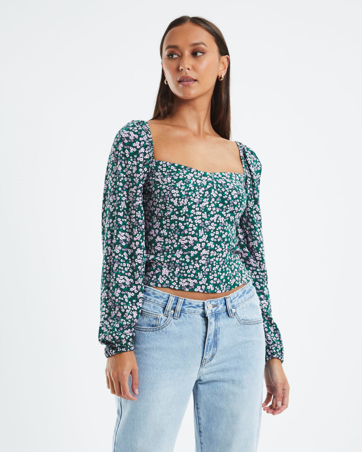 Amelie Meadow Sweet Shirred Back Top Floral