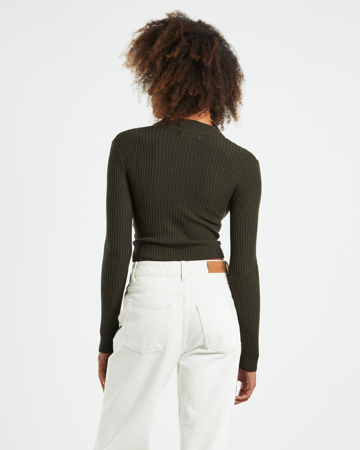 Amelia Choker Long Sleeve Top Khaki Green GREEN