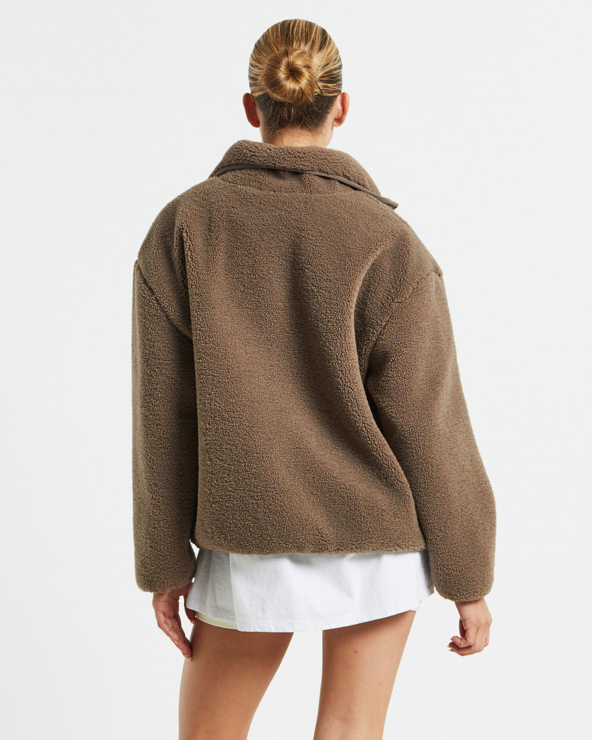 Teddy Quarter Zip Jumper Mocha Brown BROWN