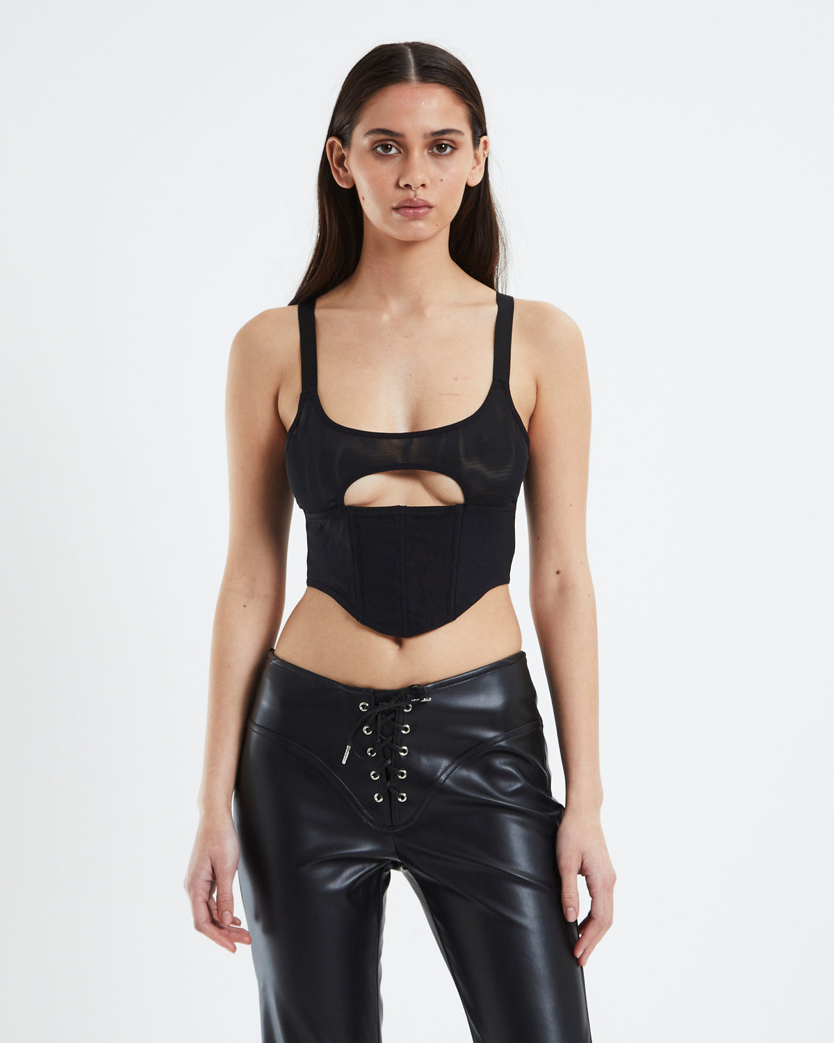 Valerie Cut Out Corset Black BLACK