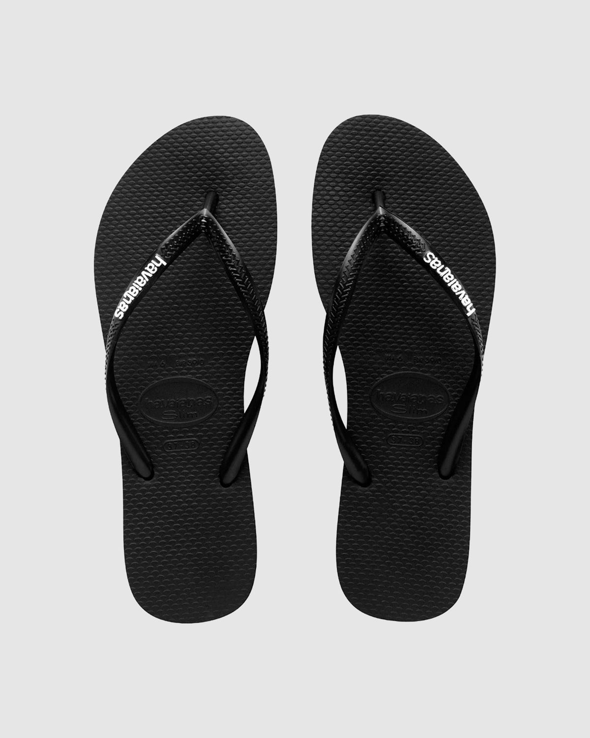 Slim Rubber Logo Thongs BLACK/WHITE