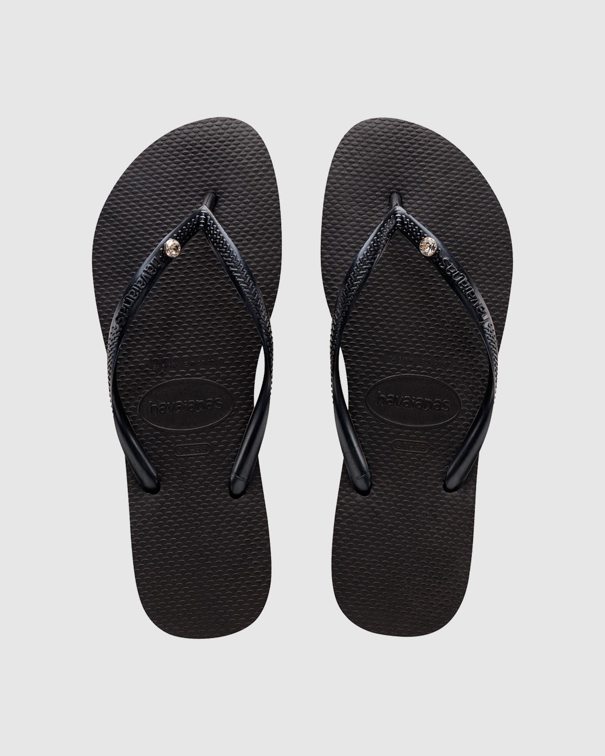 Slim Crystal Thongs BLACK