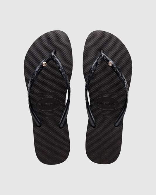 Slim Crystal Thongs BLACK