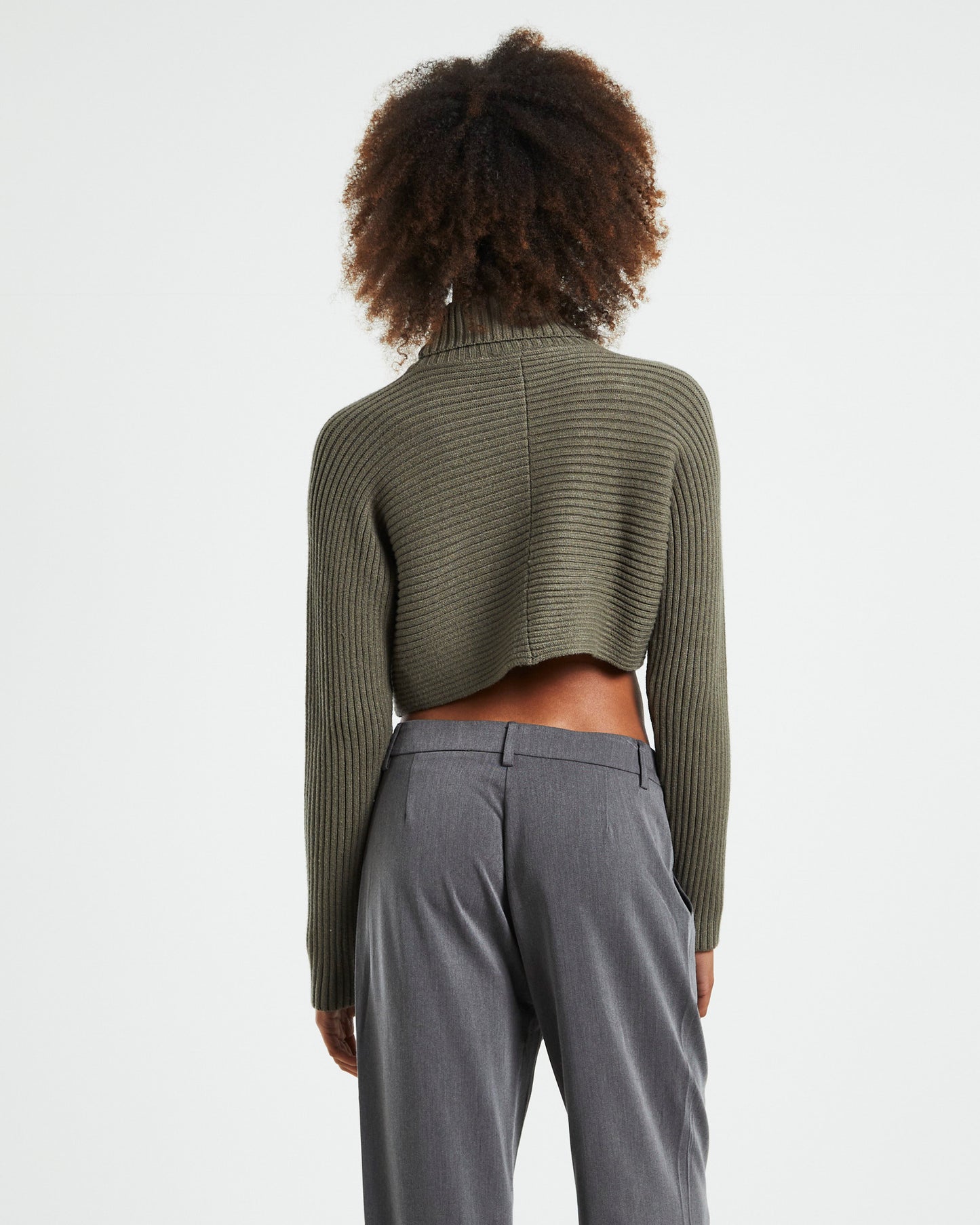 Goldie Roll Neck Knit Jumper Sage Grey
