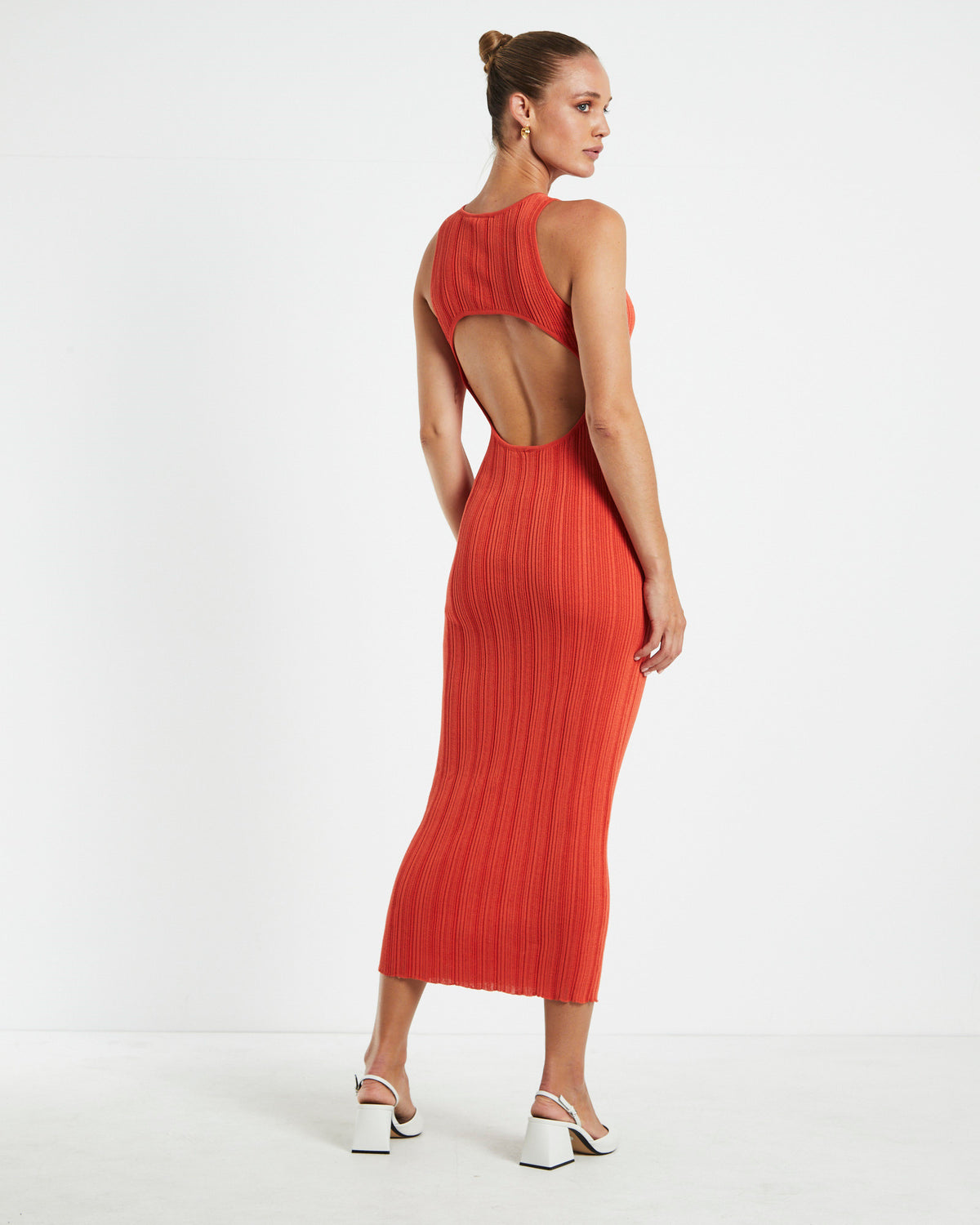 Lucinda Cut Out Midi Dress Burnt Red RED