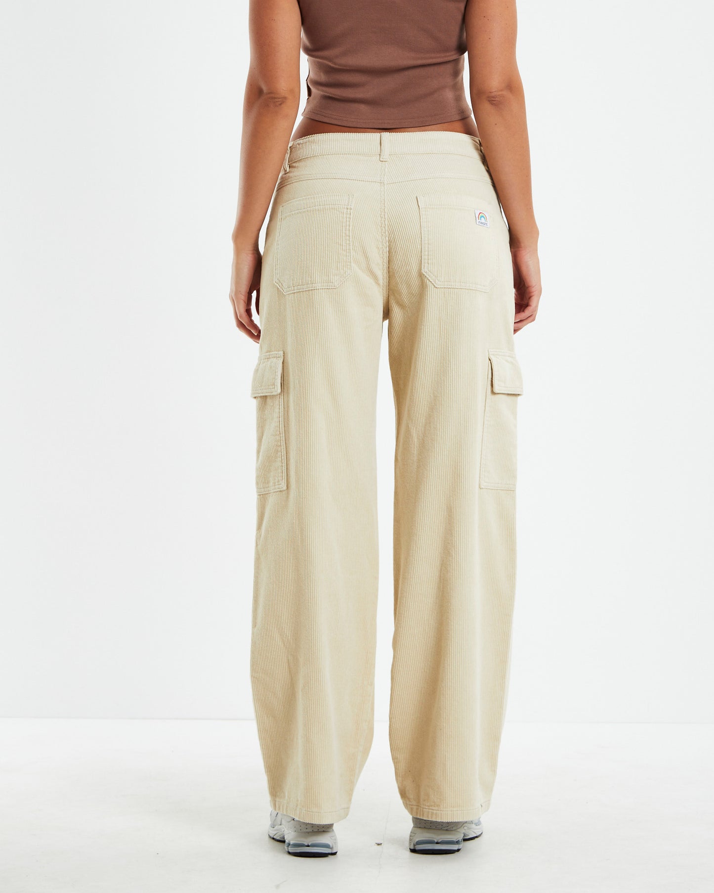 Octavia Low Jumbo Cord Cargo Pants Cream