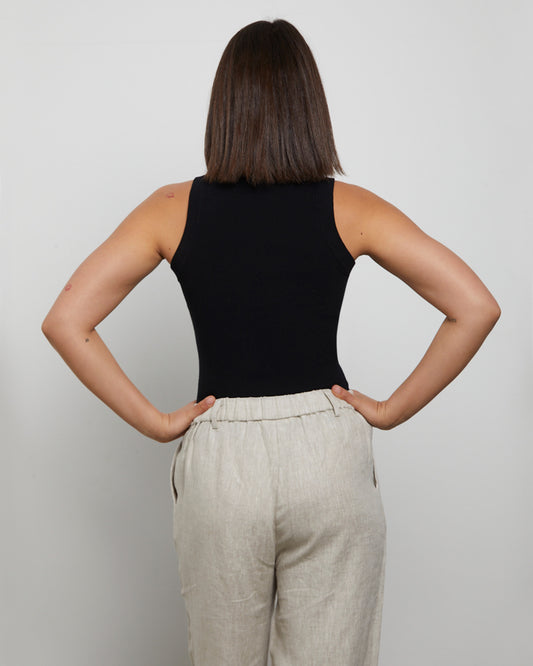 Luxe Knitted Tank Top in Black BLACK
