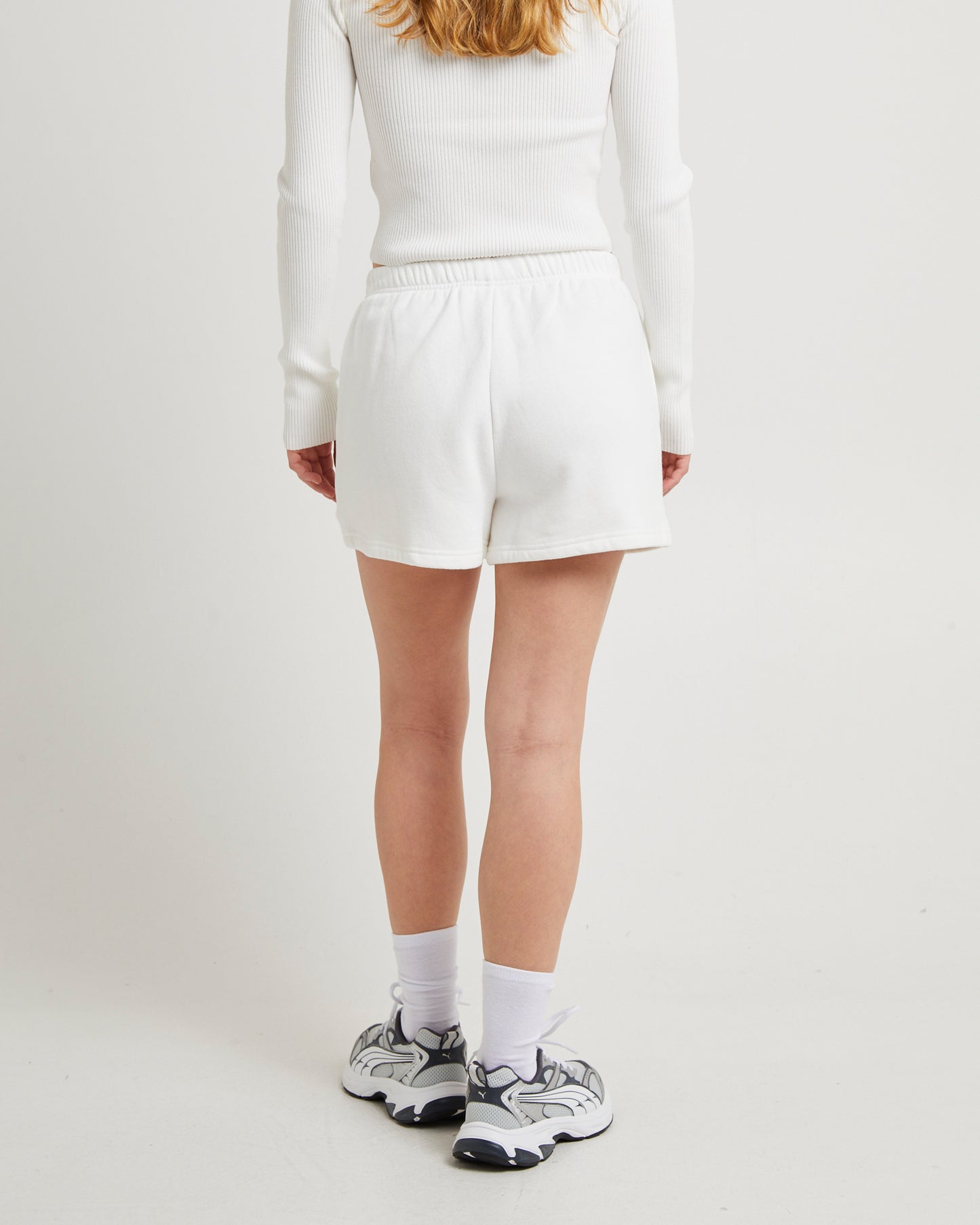 Pull On Fleece Shorts White
