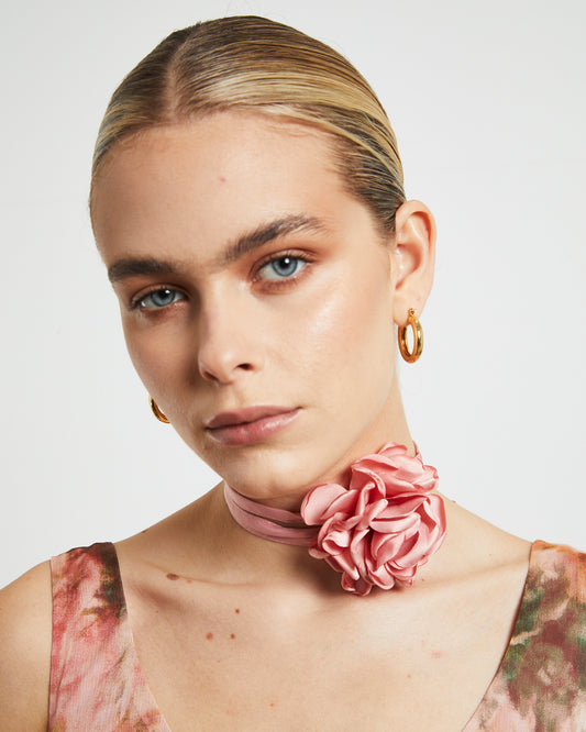 Pia Corsage Necklace in Blush Pink PINK