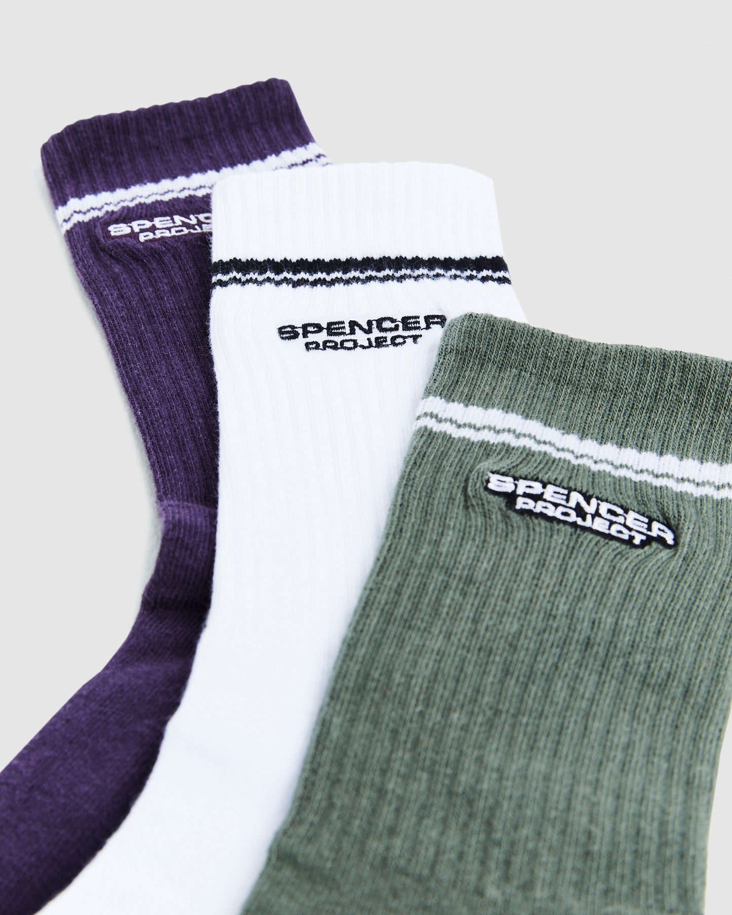 Burnside 3pk Socks White/Green/Purple