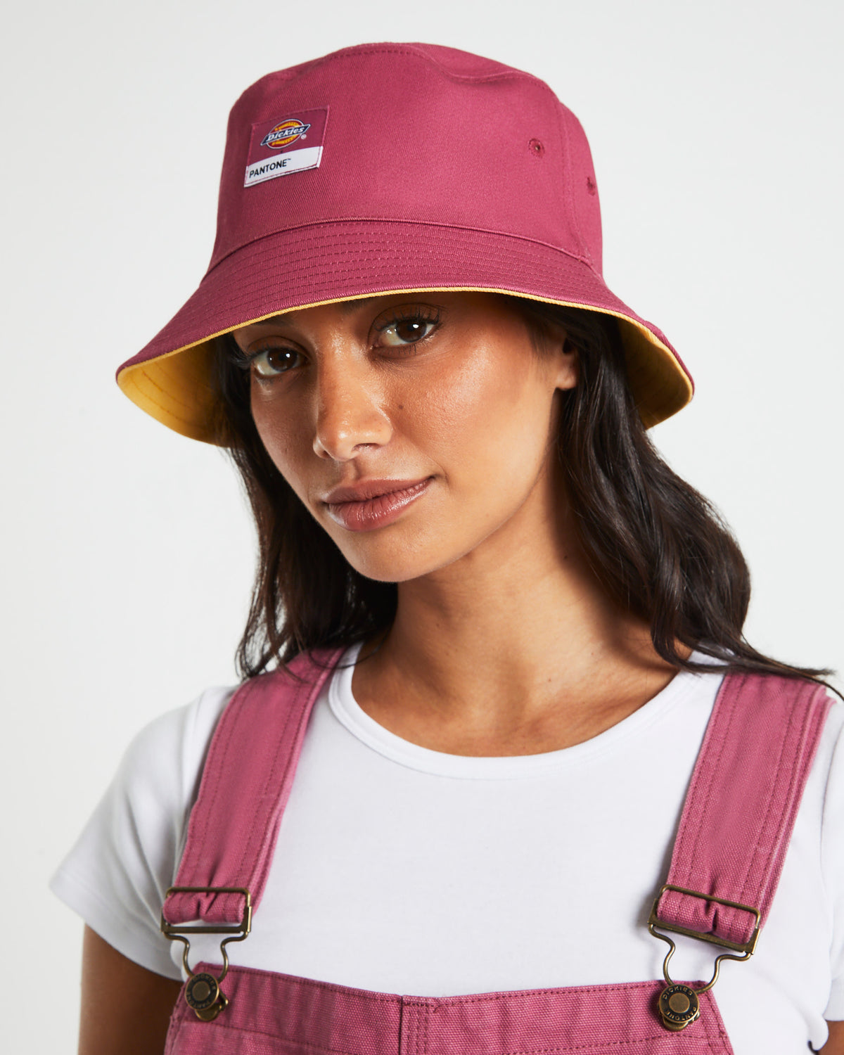 Reversible Bucket Hat in Malaga and Cornsilk Yellow PINK