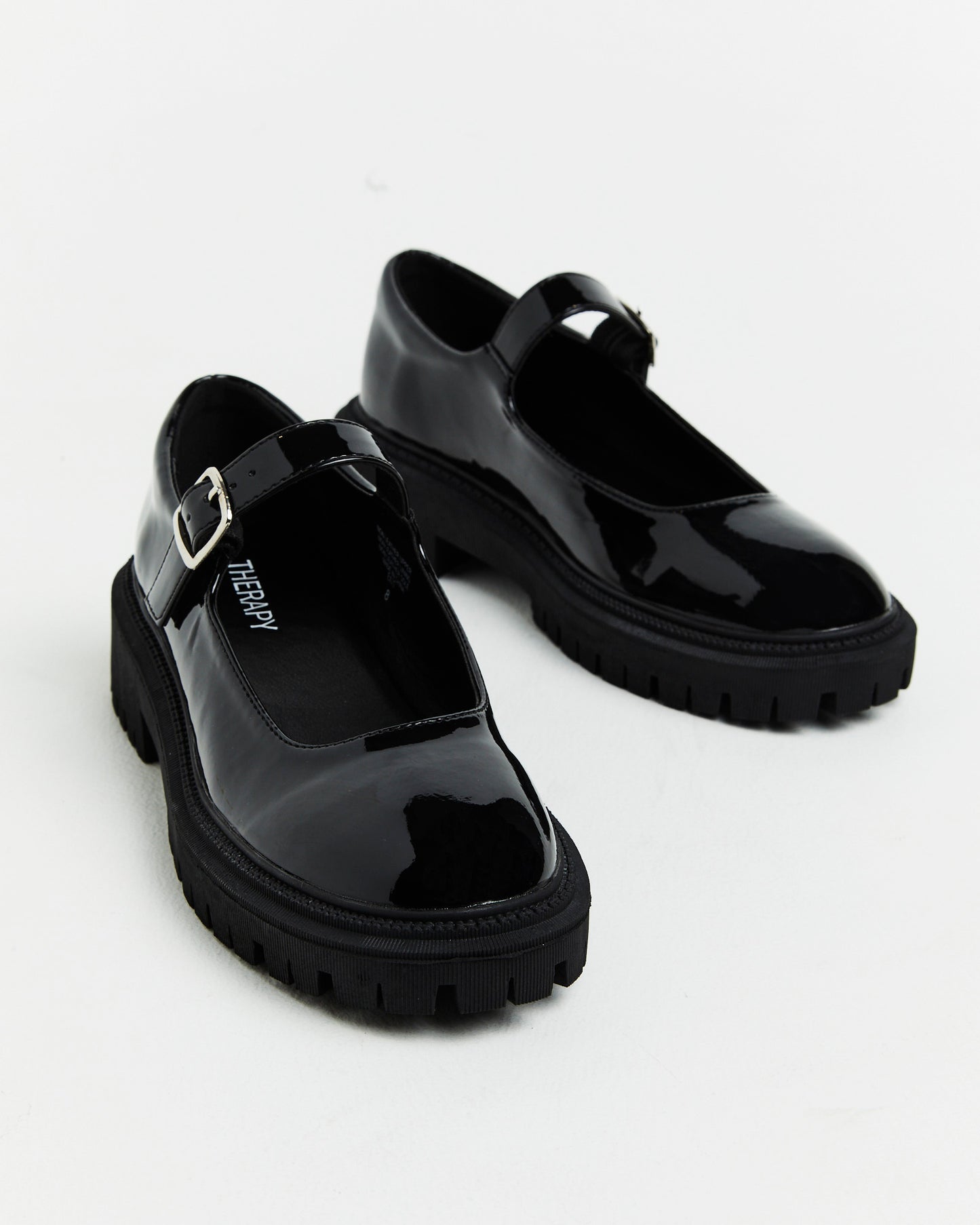 Exit Patent PU Mary Jane Loafers in Black