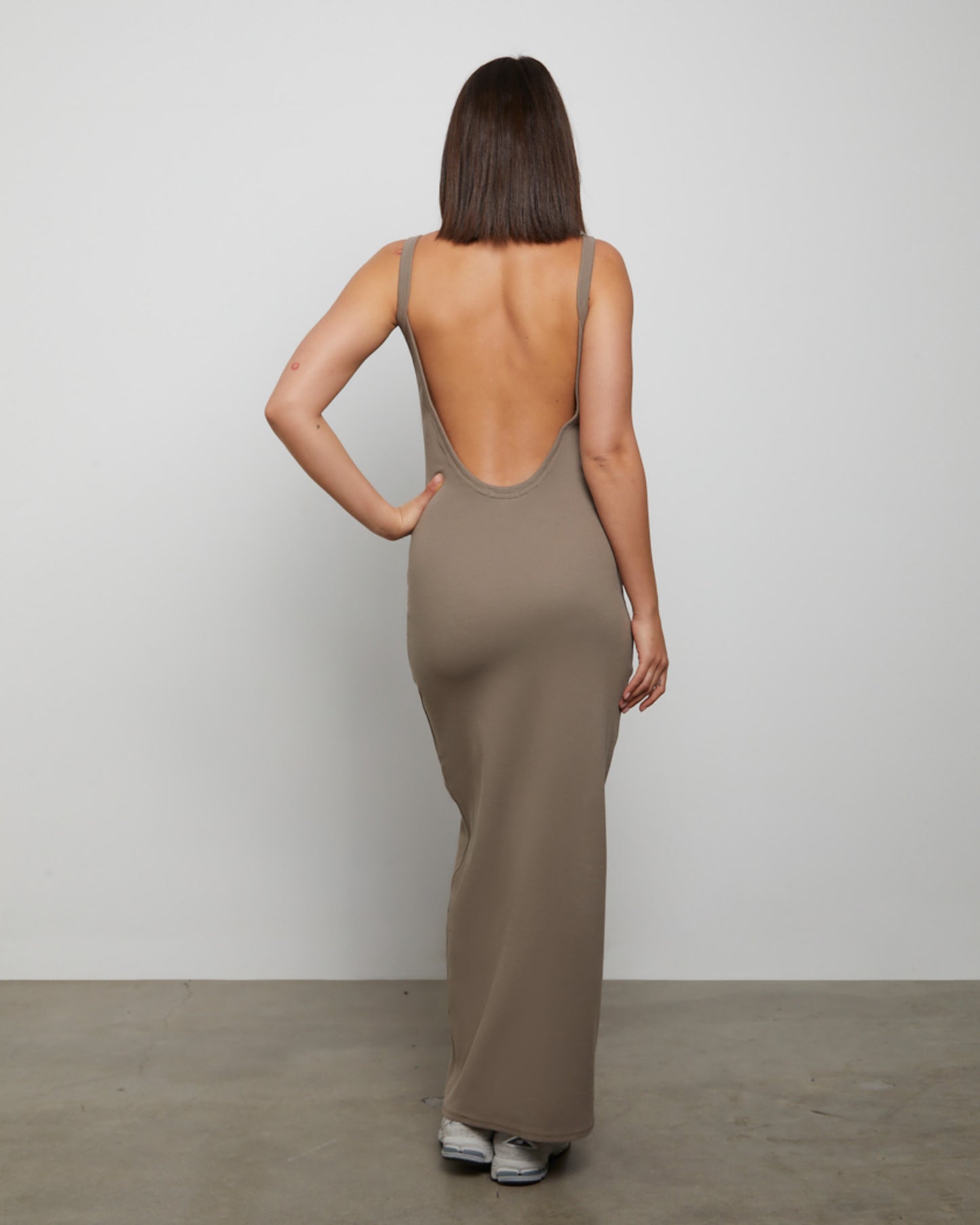 Backless Midi Dress in Brown